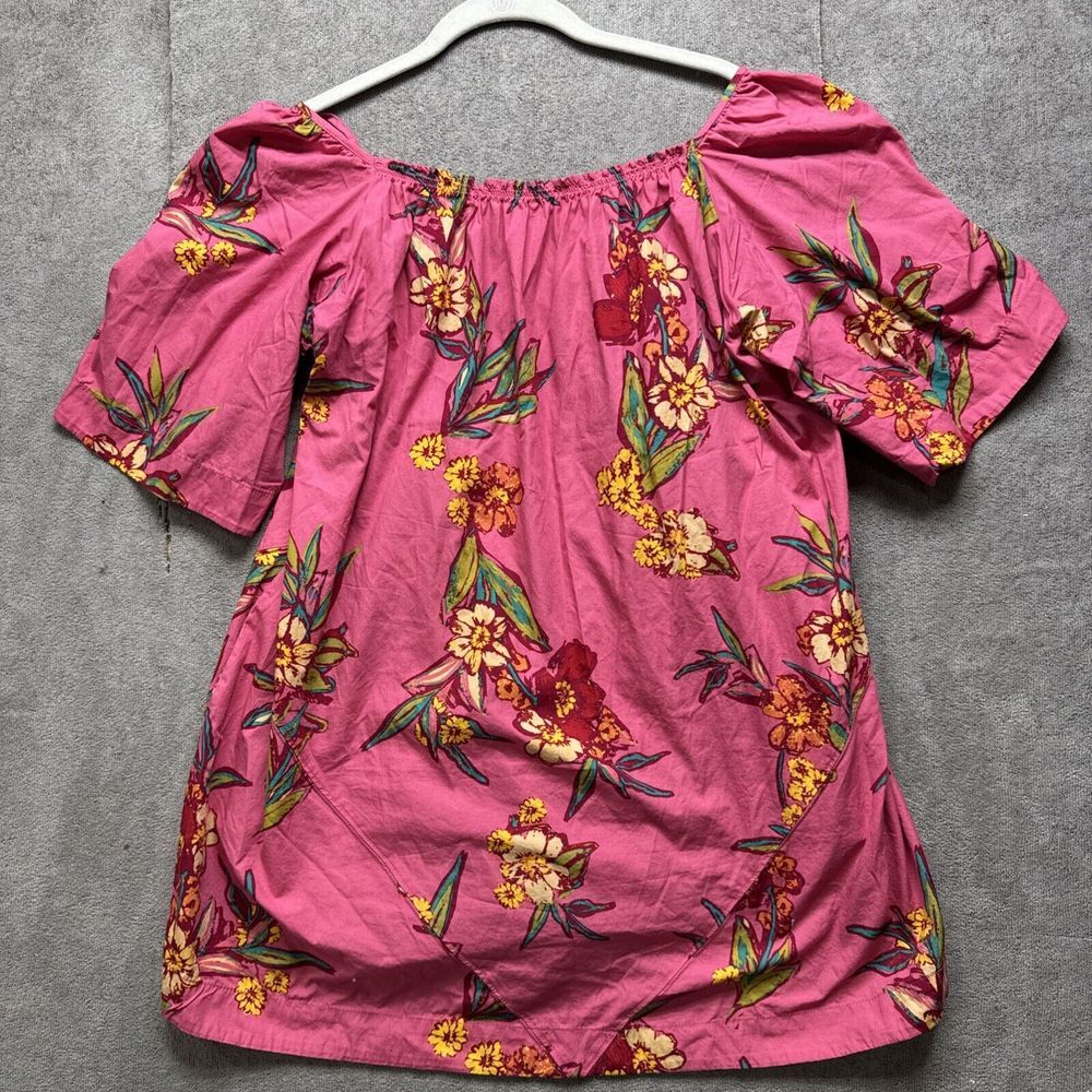 Free People Womens Jodie Floral-Print Tunic XS Top Pink Boho Beach Pockets